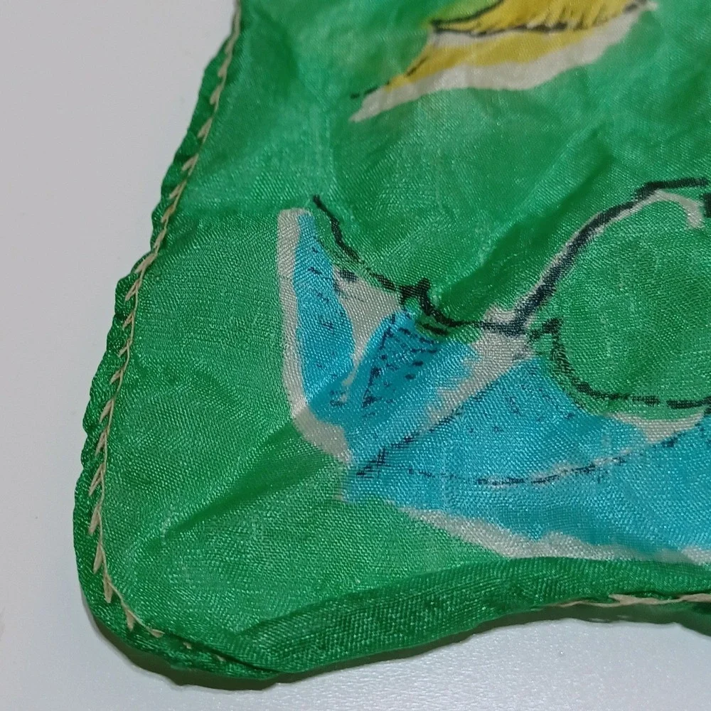 VTG Normandy Silk Scarf 32x32 Umbrella Novelty Print MCM Retro Dopamine Whimsy